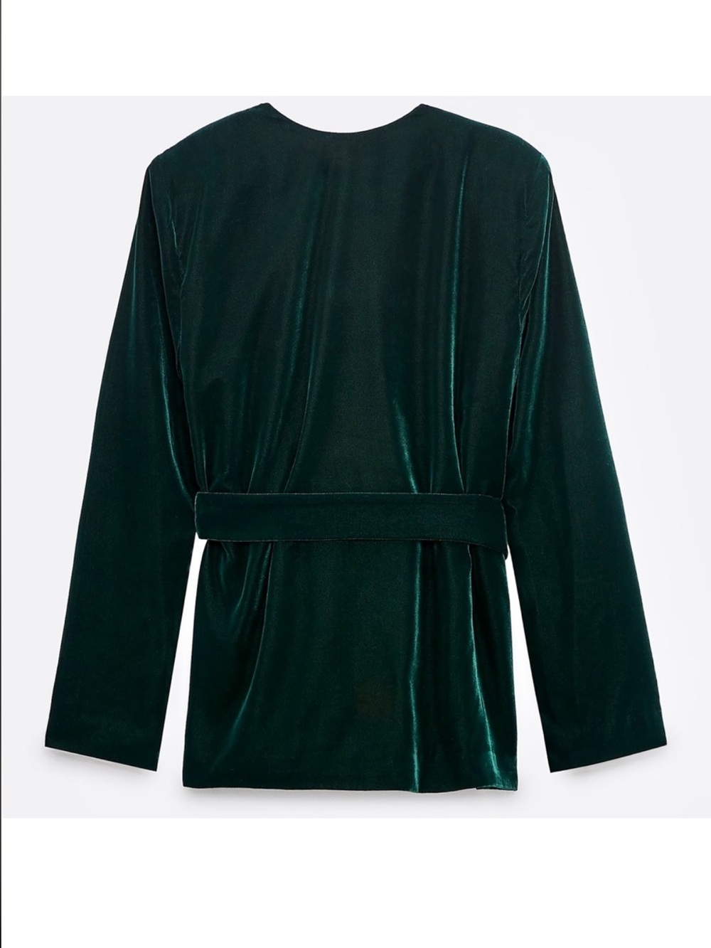 NWOT ZARA Green Velvet Belted Blazer - Picture 4 of 8